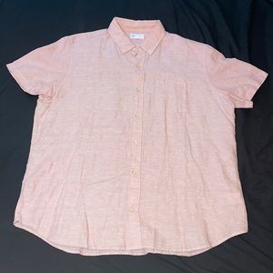 Gap Standard Fit Short Sleeves Pocketed Linen Shirt in Coral Size XL